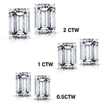 Minimalist 2 Carat Emerald Cut Moissanite Solitaire Stud Earrings In 18K White Gold Plating Over Silver