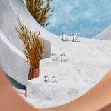 Minimalist 2 Carat Emerald Cut Moissanite Solitaire Stud Earrings In 18K White Gold Plating Over Silver