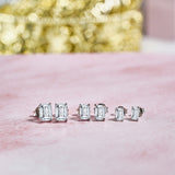 0.20 Carat Emerald Cut Certified Lab Diamond - Minimalist Solitaire Stud Earrings - 18K White Gold Plating Over Silver