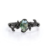 Floral 1 Carat Pear Cut Green Moss Agate Engagement Ring