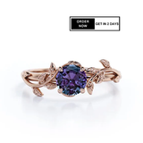 1 Ct Round Lab Alexandrite Vine Engagement Ring