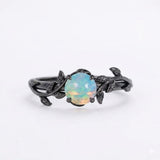 Nature Inspire 1 Ct Round Lab Opal Engagement Ring