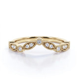 Vintage 0.15 TCW Round Cut Curved Wedding Band