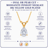 1/2 Carat Oval/Pear Shape Moissanite - Classic Pendant Necklace - 18K Gold Plating for Women
