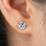 2.5 Carat Oval Cut - Cubic Zirconia - April Birthstone Solitaire Stud Earrings - 4 Prong - In 18K White Gold Plating Over Silver