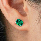 2.5 Carat Oval Cut - Emerald - May Birthstone Solitaire Stud Earrings - 4 Prong - In 18K White Gold Plating Over Silver