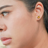 2.5 Carat Oval Cut - Citrine - November Birthstone Solitaire Stud Earrings - 4 Prong - In 18K White Gold Plating Over Silver