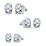 0.20 Carat Ovate Certified Lab Diamond - 4 Prong Solitaire Stud Earrings - 18K White Gold Plating Over Silver