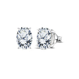 0.20 Carat Ovate Certified Lab Diamond - 4 Prong Solitaire Stud Earrings - 18K White Gold Plating Over Silver