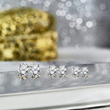 0.20 Carat Ovate Certified Lab Diamond - 4 Prong Solitaire Stud Earrings - 18K White Gold Plating Over Silver