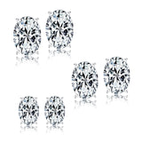 Certified - 1 Carat Ovate Moissanite - 4 Prong Solitaire Stud Earrings - 18K Rose Gold Plating Over Silver