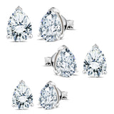 Minimalist - 0.20 Carat Teardrop Certified Lab Diamond - Solitaire Stud Earrings - 18K White Gold Plating Over Silver