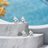 Certified - Minimalist - 1 Carat Teardrop Moissanite - Solitaire Stud Earrings - 18K White Gold Plating Over Silver