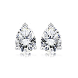 Certified - Minimalist - 1 Carat Teardrop Moissanite - Solitaire Stud Earrings - 18K White Gold Plating Over Silver