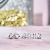 Minimalist - 0.20 Carat Teardrop Certified Lab Diamond - Solitaire Stud Earrings - 18K White Gold Plating Over Silver