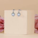 Forever Heart 1.25 Carat Moissanite Earrings in 18K White Gold Plating over Silver