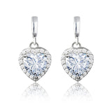 Forever Heart 1.25 Carat Moissanite Earrings in 18K White Gold Plating over Silver