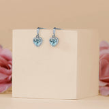 Forever Heart 1.25 Carat - Aquamarine - March Birthstone Earrings in 18K White Gold Plating over Silver