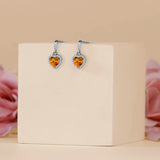 Forever Heart 1.25 Carat - Citrine - November Birthstone Earrings in 18K White Gold Plating over Silver