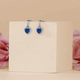Forever Heart 1.25 Carat - Blue Sapphire - September Birthstone Earrings in 18K White Gold Plating over Silver