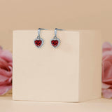 Forever Heart 1.25 Carat - Garnet - January Birthstone Earrings in 18K White Gold Plating over Silver
