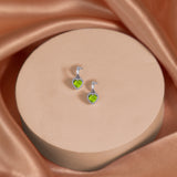 Forever Heart 1.25 Carat - Peridot - August Birthstone Earrings in 18K White Gold Plating over Silver