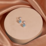 Forever Heart 1.25 Carat - Aquamarine - March Birthstone Earrings in 18K White Gold Plating over Silver