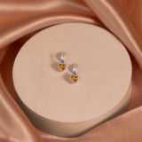 Forever Heart 1.25 Carat - Citrine - November Birthstone Earrings in 18K White Gold Plating over Silver