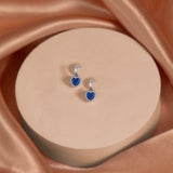 Forever Heart 1.25 Carat - Blue Sapphire - September Birthstone Earrings in 18K White Gold Plating over Silver