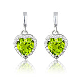 Forever Heart 1.25 Carat - Peridot - August Birthstone Earrings in 18K White Gold Plating over Silver