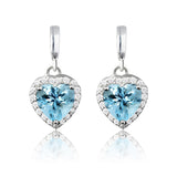 Forever Heart 1.25 Carat - Blue Topaz - December Birthstone Earrings in 18K White Gold Plating over Silver