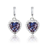 Forever Heart 1.25 Carat - Alexandrite - June Birthstone Earrings in 18K White Gold Plating over Silver