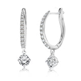 1 Carat Round Brilliant Cut Certified Lab Diamond and Moissanite - 4 Prong Pave Set Huggie Hoop Earrings - 18K Rose Gold Plating over Silver