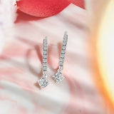 1 Carat Round Brilliant Cut Certified Lab Diamond and Moissanite - 4 Prong Pave Set Huggie Hoop Earrings - 18K Rose Gold Plating over Silver