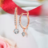 1 Carat Round Brilliant Cut Certified Lab Diamond and Moissanite - 4 Prong Pave Set Huggie Hoop Earrings - 18K Rose Gold Plating over Silver