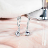 2.25 Carat Pear Brilliant Cut - Cubic Zirconia - April Pave Set Huggie Hoop Earrings - 18K White Gold Plating over Silver