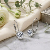 1 Carat Lab Grown Diamond Bezel Set Leverback Drop Earrings 18K White Gold Plating for Women