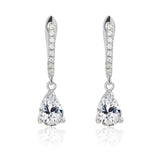 2.25 Carat Pear Brilliant Cut - Cubic Zirconia - April Pave Set Huggie Hoop Earrings - 18K White Gold Plating over Silver