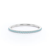 Pave 0.25 Carat Round Cut March Birthstone Wedding Ring