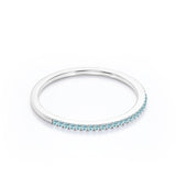 Pave 0.25 Carat Round Cut March Birthstone Wedding Ring