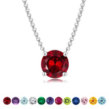 Beautiful 1 Carat Round Cut - Garnet - January Birthstone Solitaire Pendant Necklace in 18k White Gold over Silver, Female, Adult