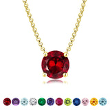 Beautiful 1 Carat Round Cut - Garnet - January Birthstone Solitaire Pendant Necklace in 18k White Gold over Silver, Female, Adult