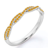 Half-Eternity 0.25 Carat Round Shape November Birthstone Citrine Pave Infinity Wedding Band in 18K White Gold over Silver