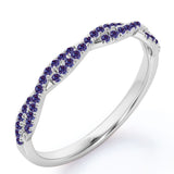Half-Eternity 0.25 Carat Round Shape June Birthstone Alexandrite Pave Infinity Wedding Band in 18K White Gold over Silver
