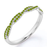 Half-Eternity 0.25 Carat Round Shape August Birthstone Peridot Pave Infinity Wedding Band in 18K White Gold over Silver