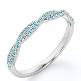 Half-Eternity 0.25 Carat Round Shape December Birthstone Blue Topaz Pave Infinity Wedding Band in 18K White Gold over Silver