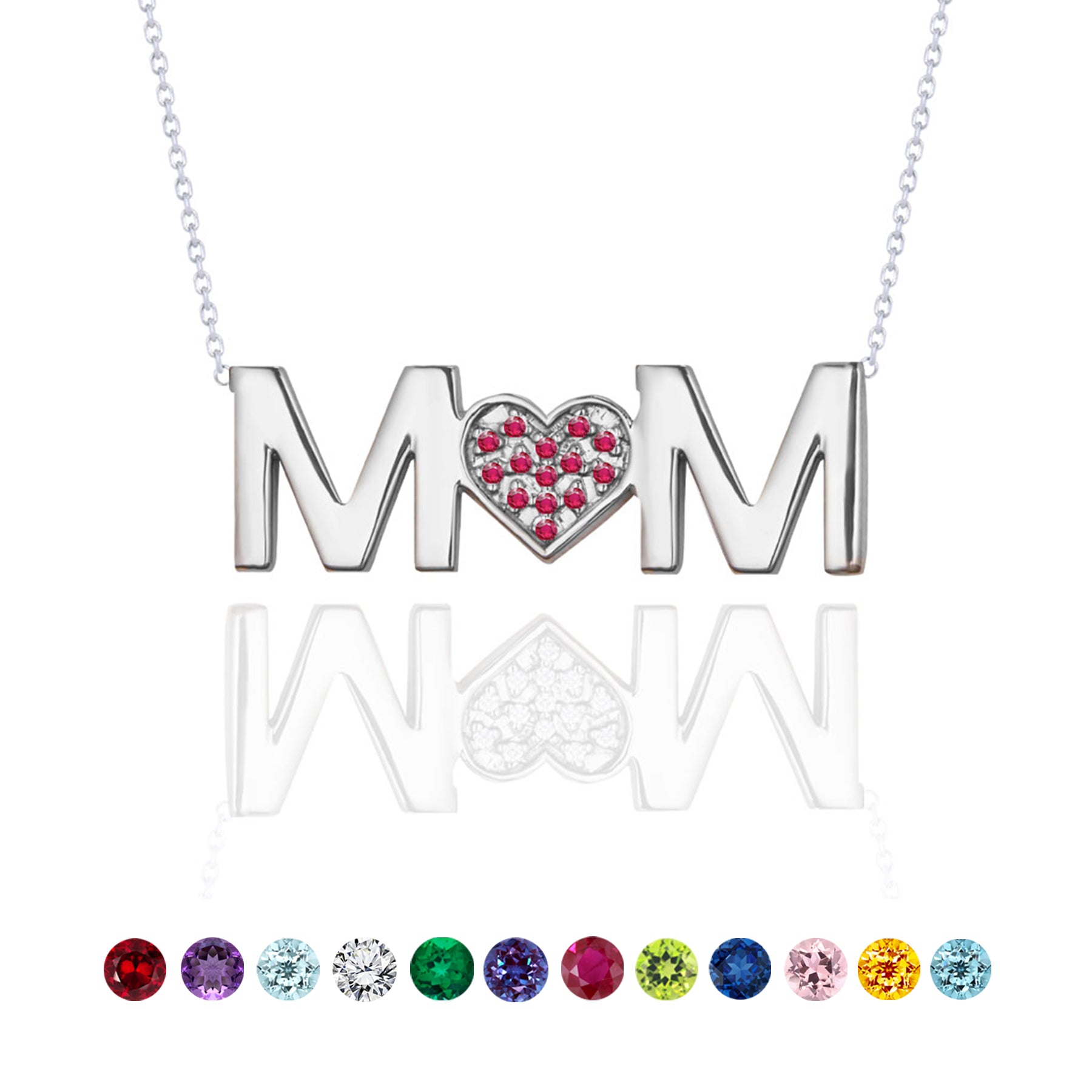 MOM Birthstone Pendant Necklace