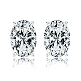 2 Carat Oval Cut Moissanite Solitaire Stud Earrings - 4 Prong - In 18K Rose Gold Plating Over Silver.