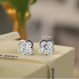 5.5 Carat Danity Flower Moissanite Stud - Floral Cut Earrings in 18K White Gold Plating for Women
