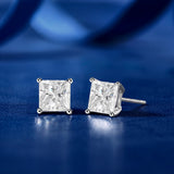 Moissanite 4 Prong Solitaire Stud Earrings